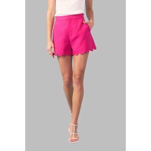 J. Crew Women's Hot Pink Scalloped Hem Linen Blend Shorts Size 10 - NWT